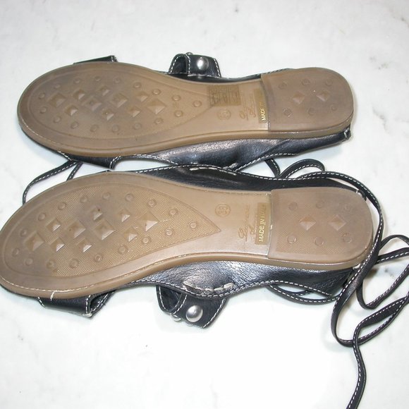 Black Leather Gladiator Sandals - Picture 4 of 8